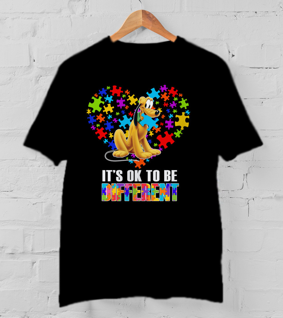 It's Ok To Be Different Pluto Puzzle Heart T-Shirt