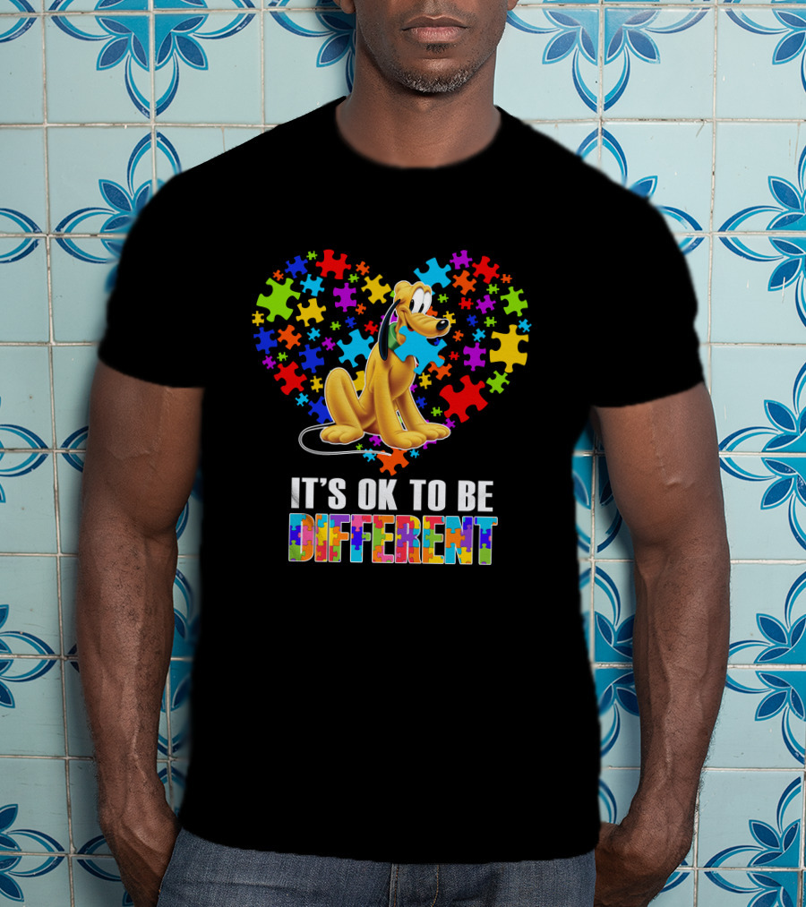 It's Ok To Be Different Pluto Puzzle Heart T-Shirt