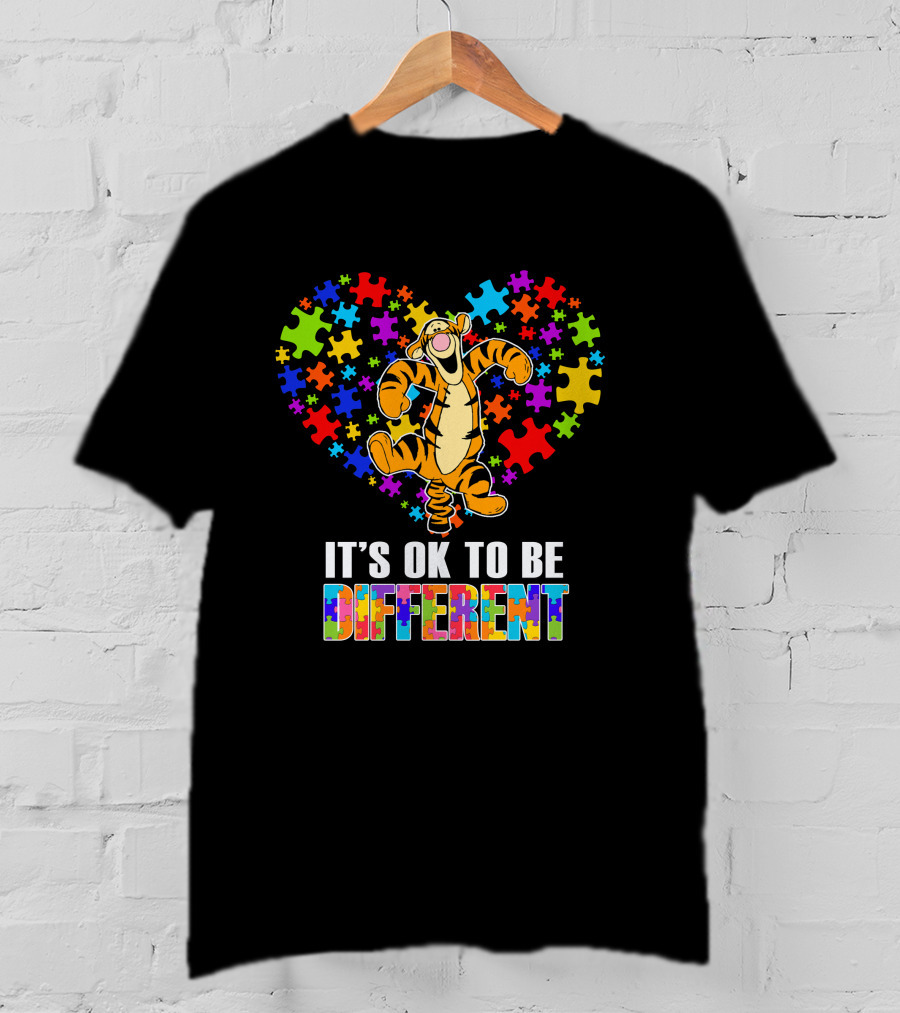 Tigger It's Ok To Be Different Puzzle Heart T-Shirt