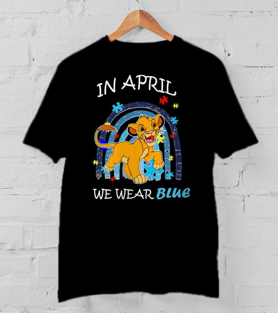 In April We Wear Blue Simba Autism Awareness T-Shirt