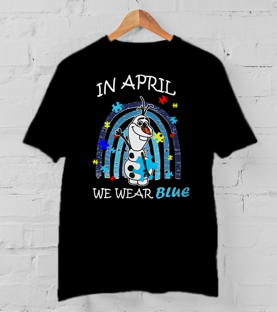 In April We Wear Blue Olaf Puzzle Pieces T-Shirt
