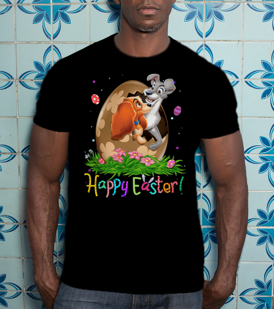 Happy Easter Lady And The Tramp Egg Scene T-Shirt