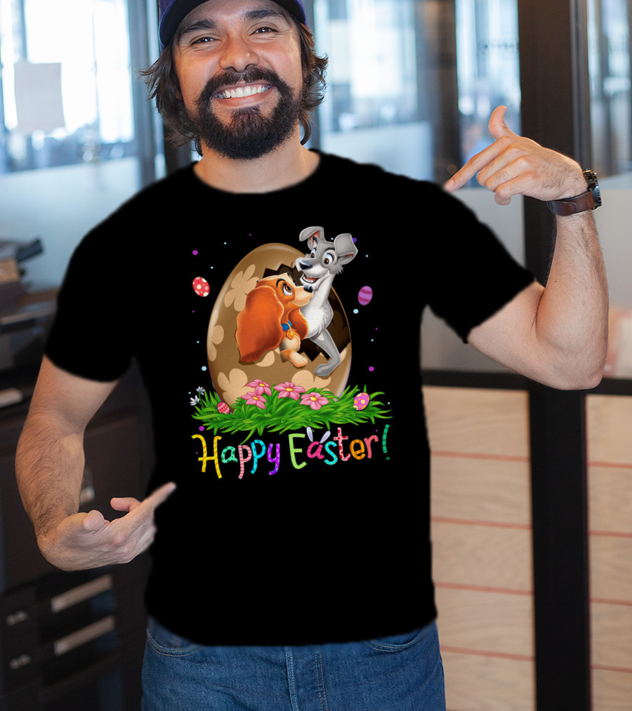 Happy Easter Lady And The Tramp Egg Scene T-Shirt