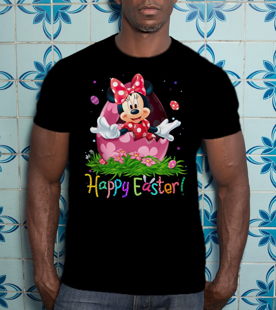 Happy Easter Minnie Mouse Pink Egg Celebration T-Shirt