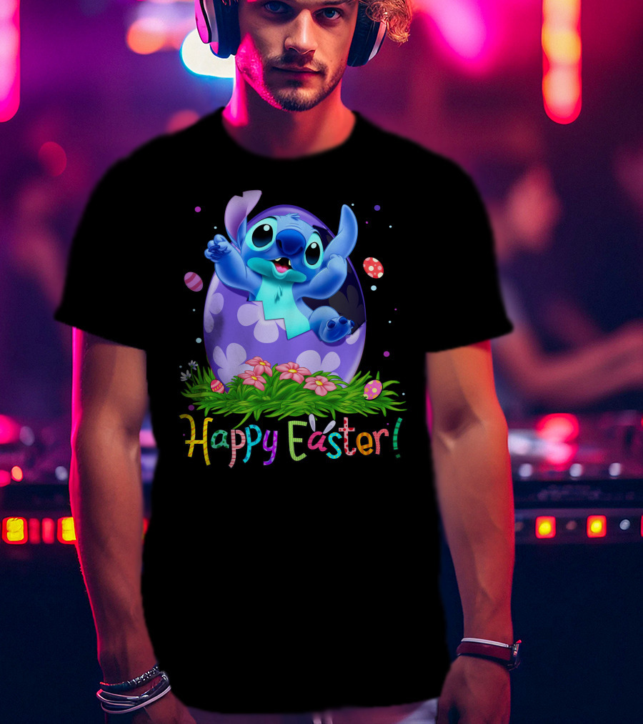 Stitch Happy Easter Egg Celebration T-Shirt