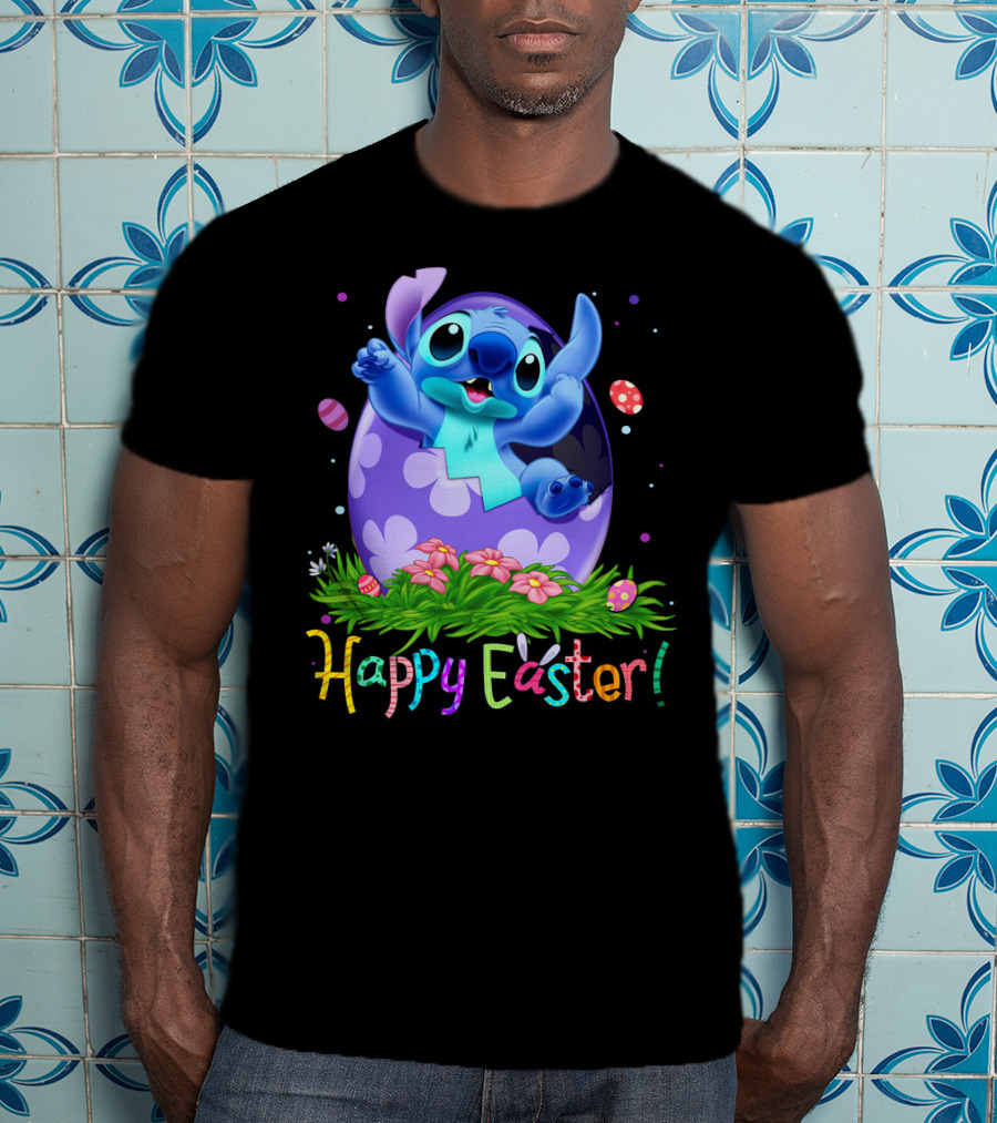 Stitch Happy Easter Egg Celebration T-Shirt