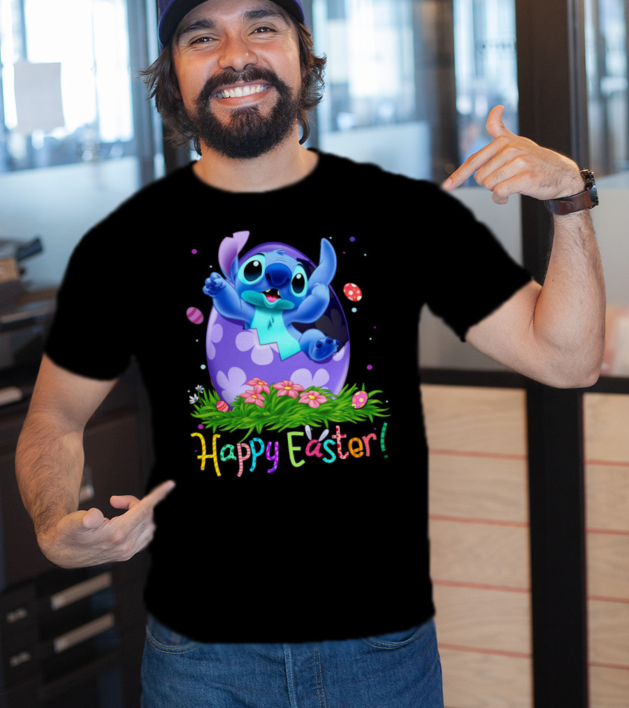Stitch Happy Easter Egg Celebration T-Shirt