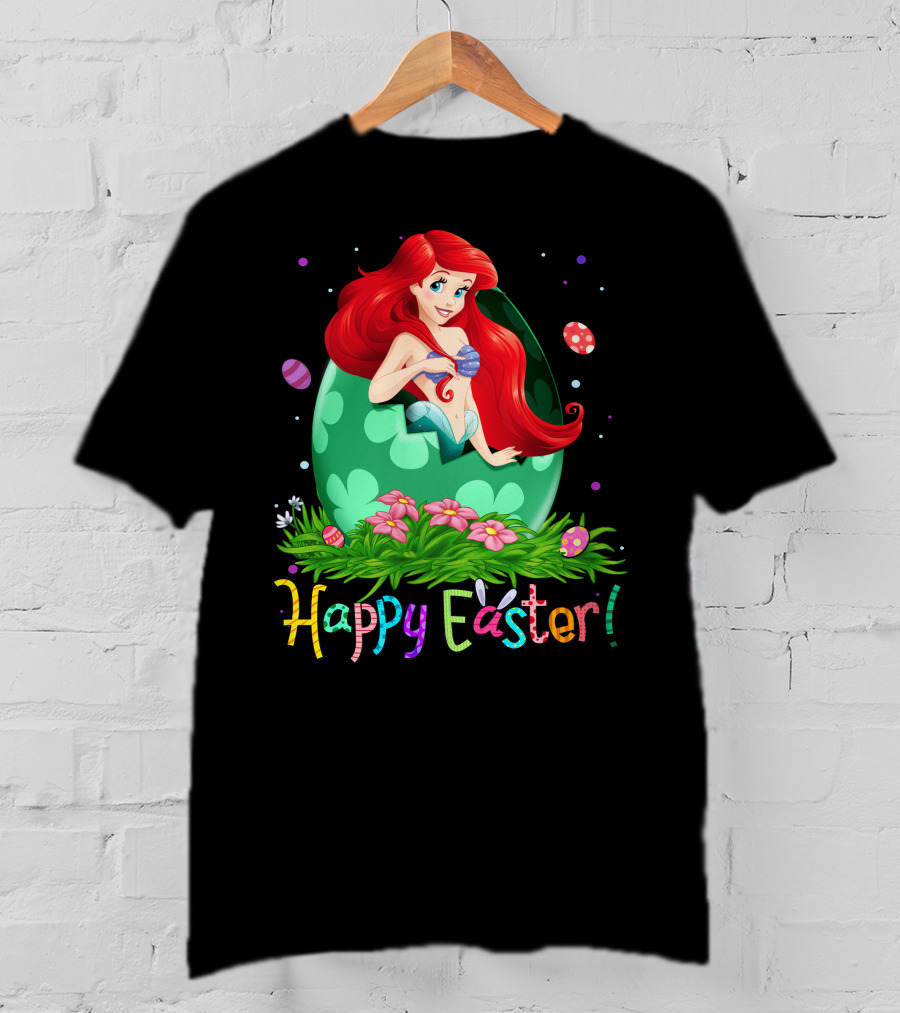 Happy Easter Ariel Egg And Flowers T-Shirt