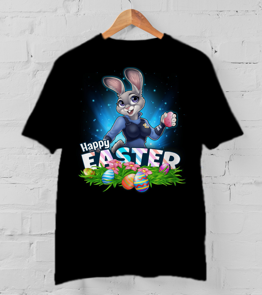 Happy Easter Judy Hopps With Colorful Easter Eggs T-Shirt