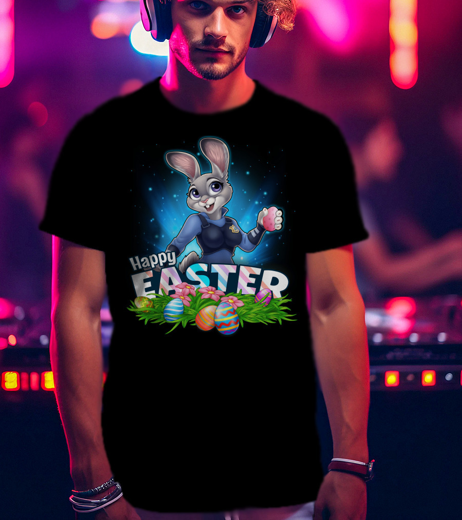 Happy Easter Judy Hopps With Colorful Easter Eggs T-Shirt