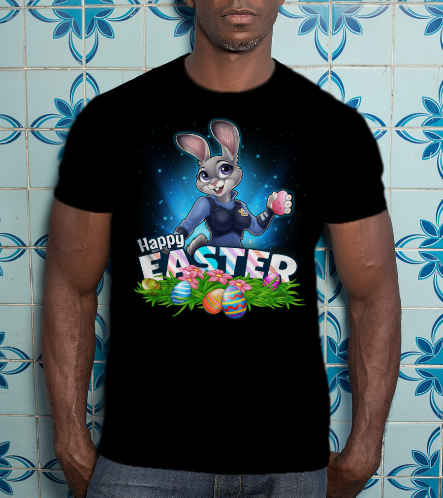 Happy Easter Judy Hopps With Colorful Easter Eggs T-Shirt