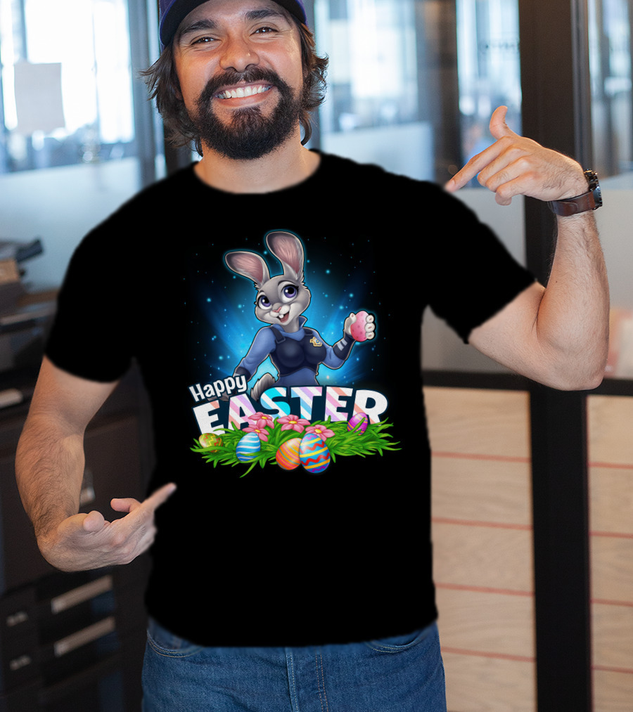 Happy Easter Judy Hopps With Colorful Easter Eggs T-Shirt