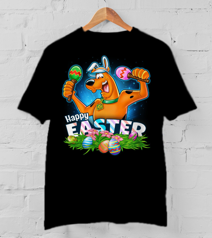 Scooby Doo Celebrates Happy Easter With Colorful Eggs And Maracas T-Shirt