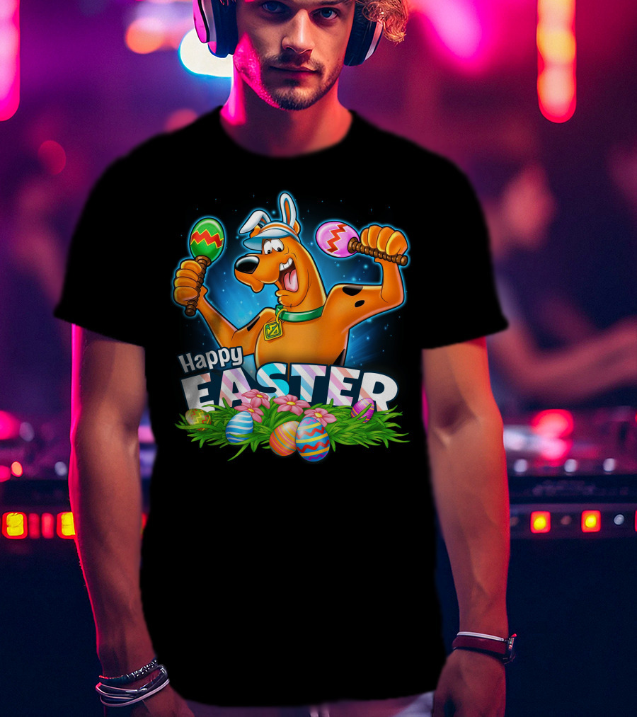 Scooby Doo Celebrates Happy Easter With Colorful Eggs And Maracas T-Shirt