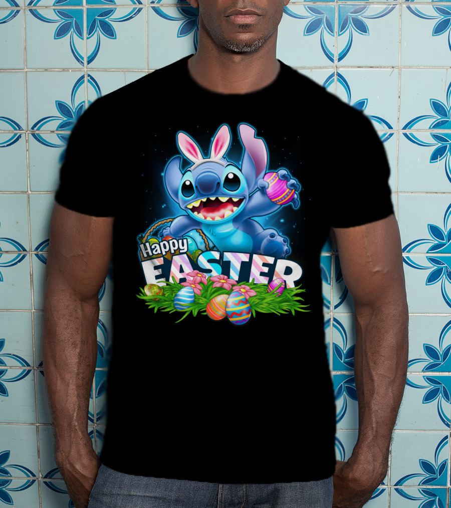 Happy Easter STITCH Easter Eggs Rabbit Ears T-Shirt