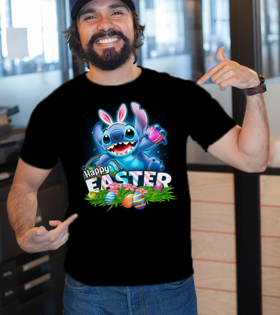 Happy Easter STITCH Easter Eggs Rabbit Ears T-Shirt