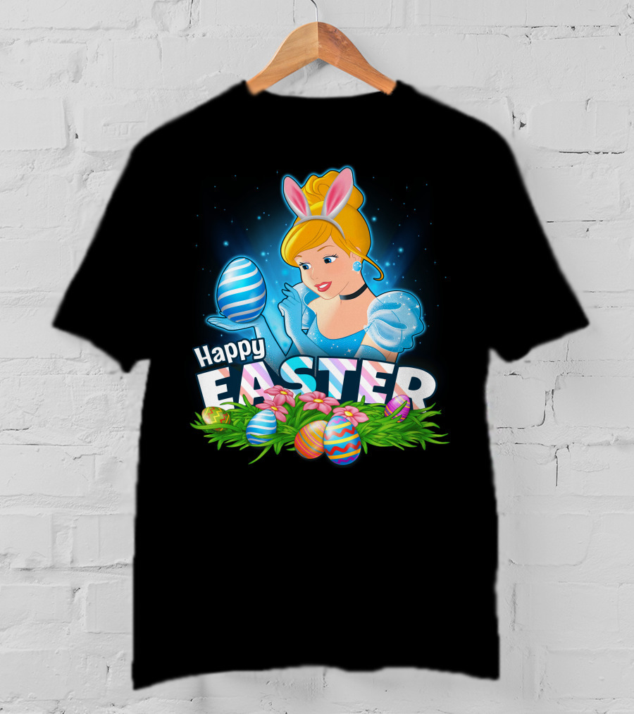 Cinderella Happy Easter Colorful Eggs And Bunny Ears T-Shirt
