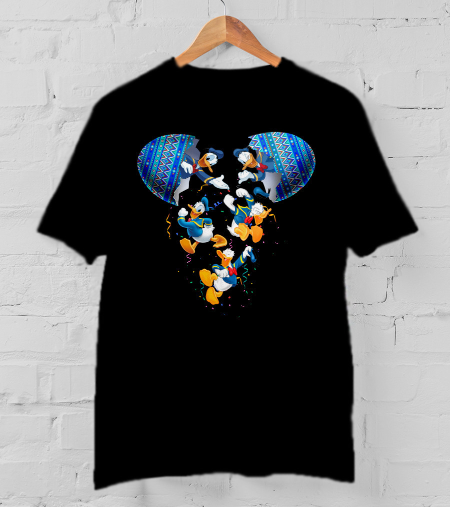 Donald Duck Mickey Mouse Head Pattern Celebration T-Shirt