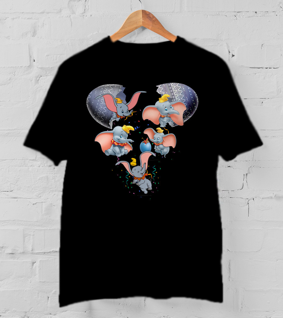 Dumbo Heart-Shaped Celebration With Confetti And Blue Balloon T-Shirt