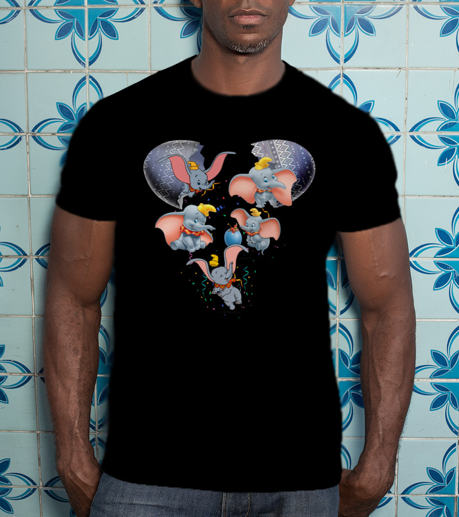 Dumbo Heart-Shaped Celebration With Confetti And Blue Balloon T-Shirt