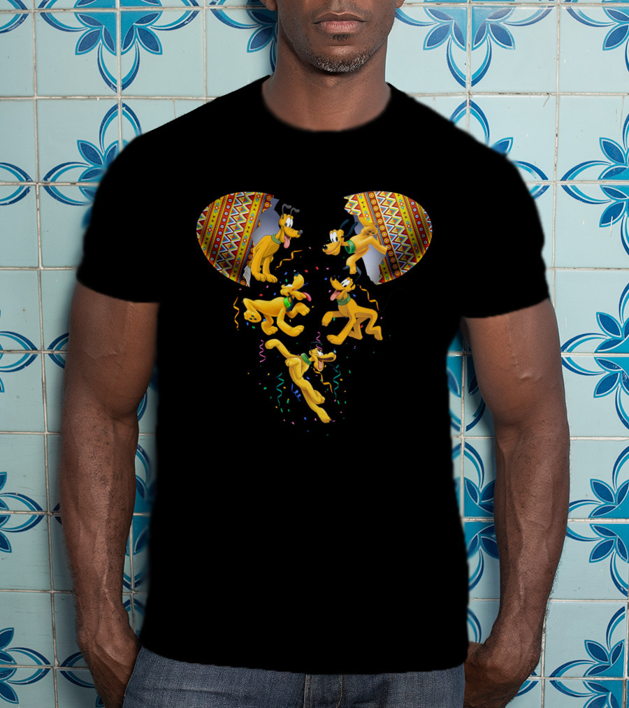 Mickey Mouse Pluto Celebratory Confetti Explosion T-Shirt