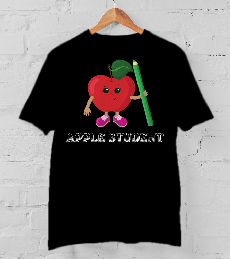 APPLE STUDENT Apple Character With Pencil T-Shirt