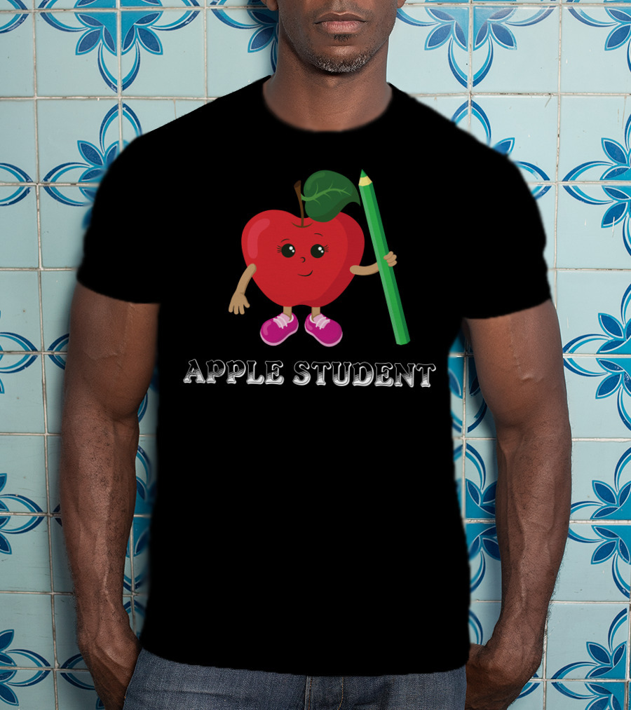 APPLE STUDENT Apple Character With Pencil T-Shirt