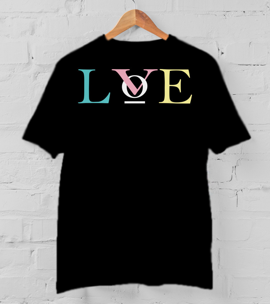 LOVE OV Letters With Pastel Colors And Circle T-Shirt