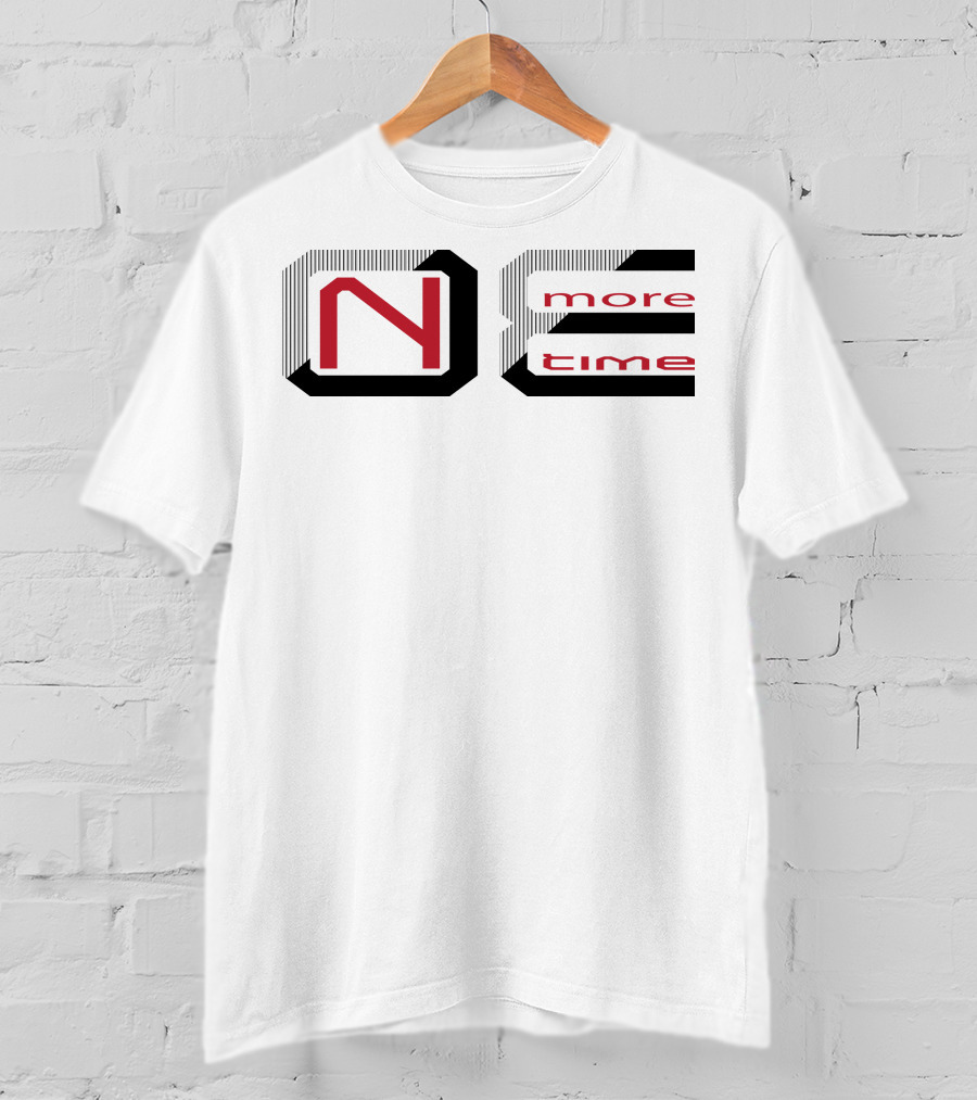 One More Time 1 Red And Black Striped Block Letters T-Shirt