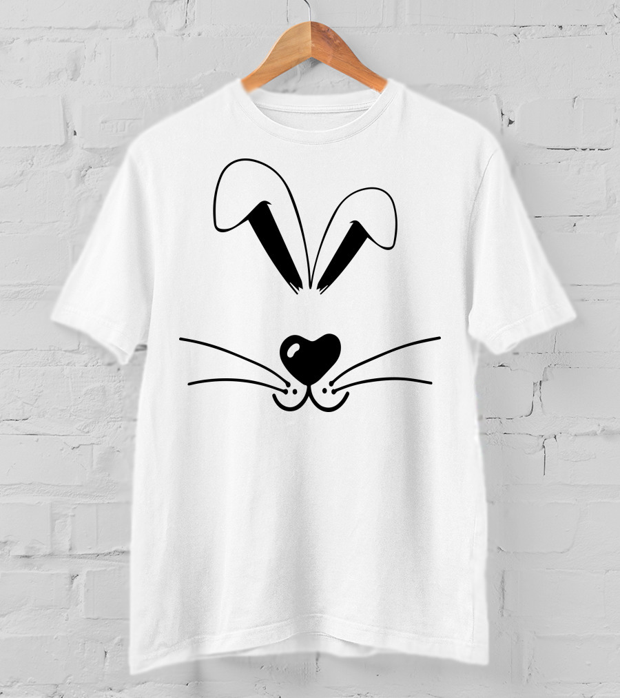 Rabbit Face Heart Nose And Whiskers T-Shirt