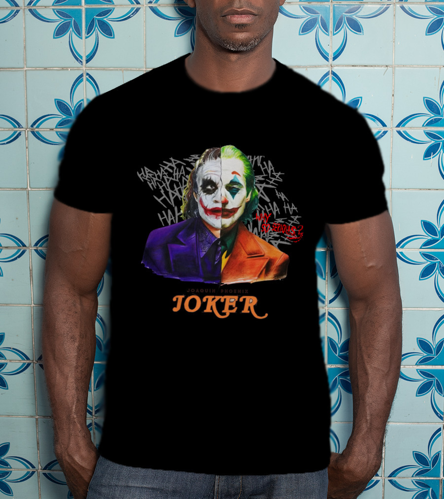 Joker Why So Serious Split Joaquin Phoenix Heath Ledger T-Shirt