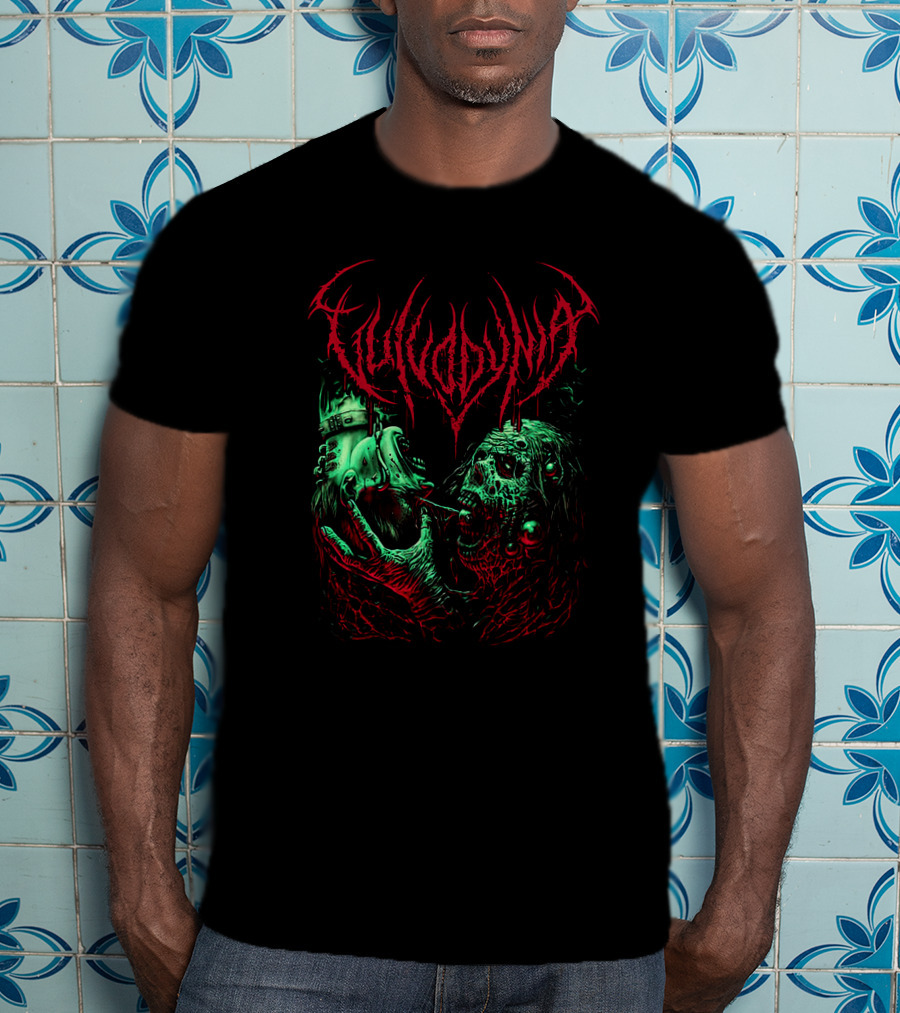 Vulvodynia Zombie Horror Art Blood Red And Green Helmet Creature T-Shirt