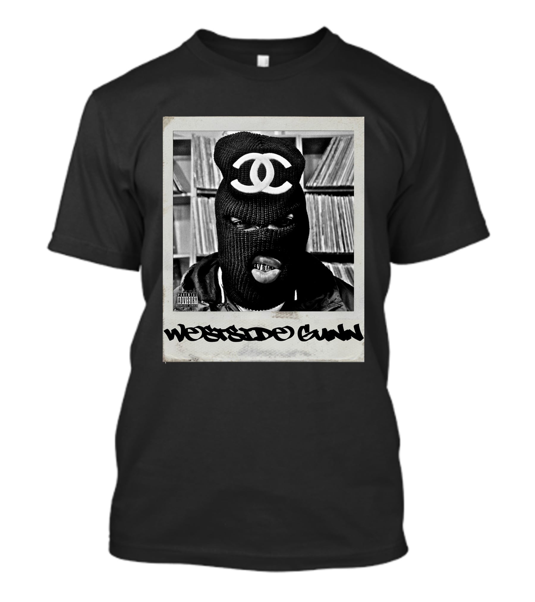 Westside Gunn Masked Polaroid Style With Record Collection T-Shirt