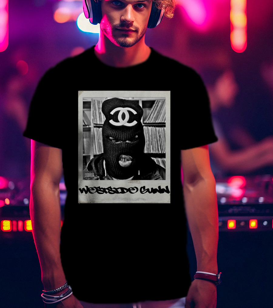 Westside Gunn Masked Polaroid Style With Record Collection T-Shirt