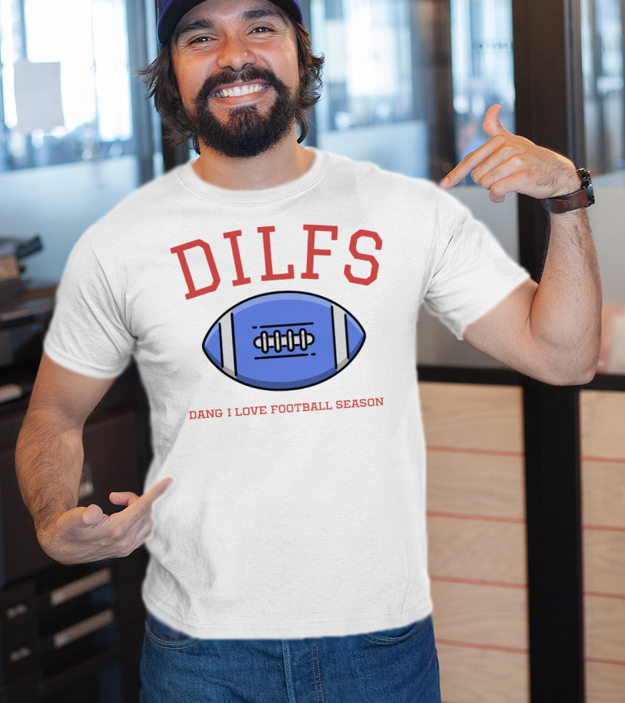 DILFS Football Blue Dang I Love Football Season T-Shirt