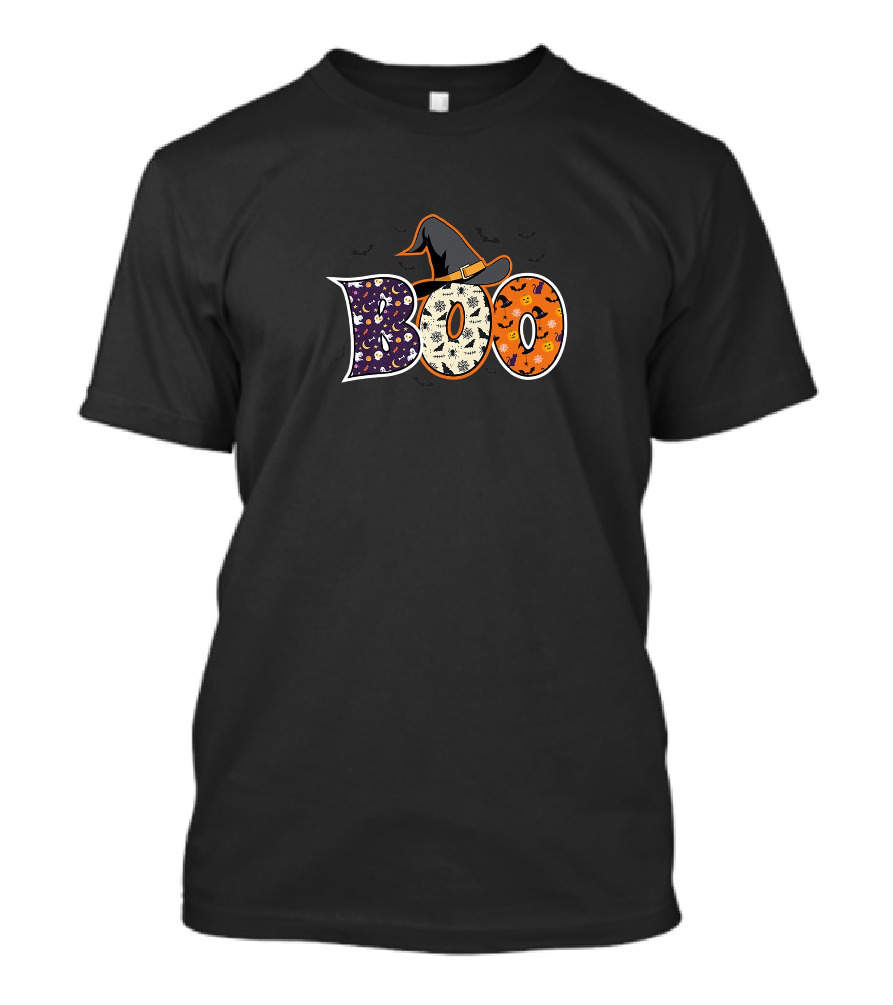 Boo Halloween Witch Hat Bat Horror Scary Hallowen Premium T-Shirt
