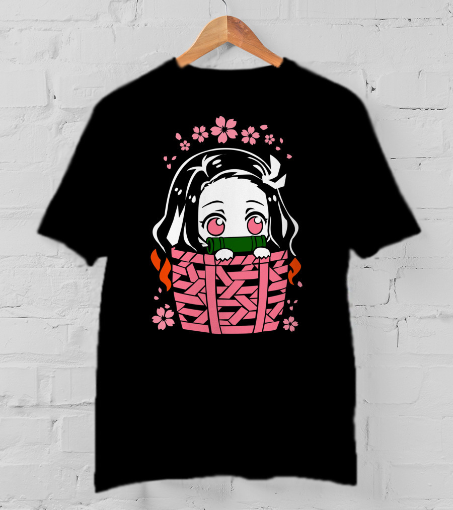 Nezuko Kamado Kimetsu No Yaiba Essentiel Cute Floral Basket T-Shirt
