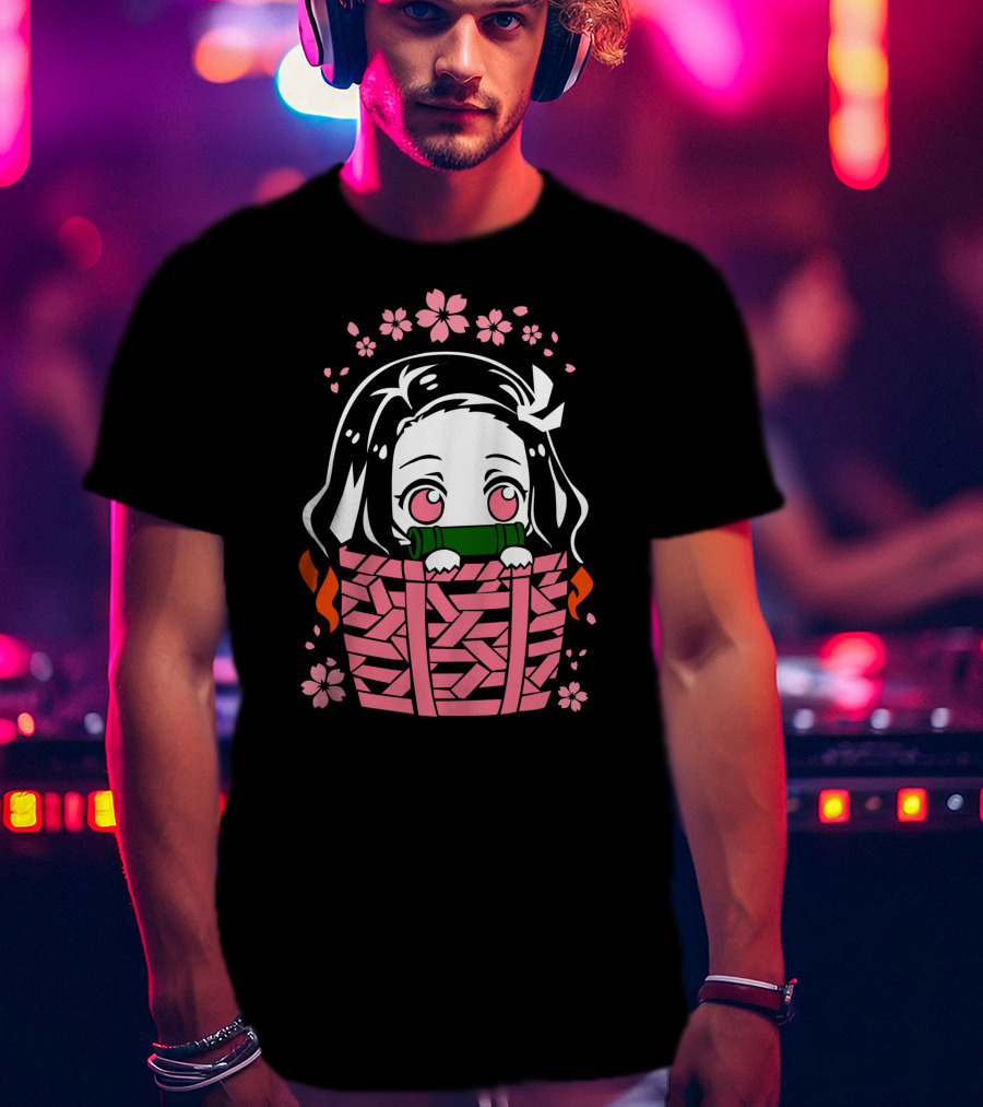 Nezuko Kamado Kimetsu No Yaiba Essentiel Cute Floral Basket T-Shirt