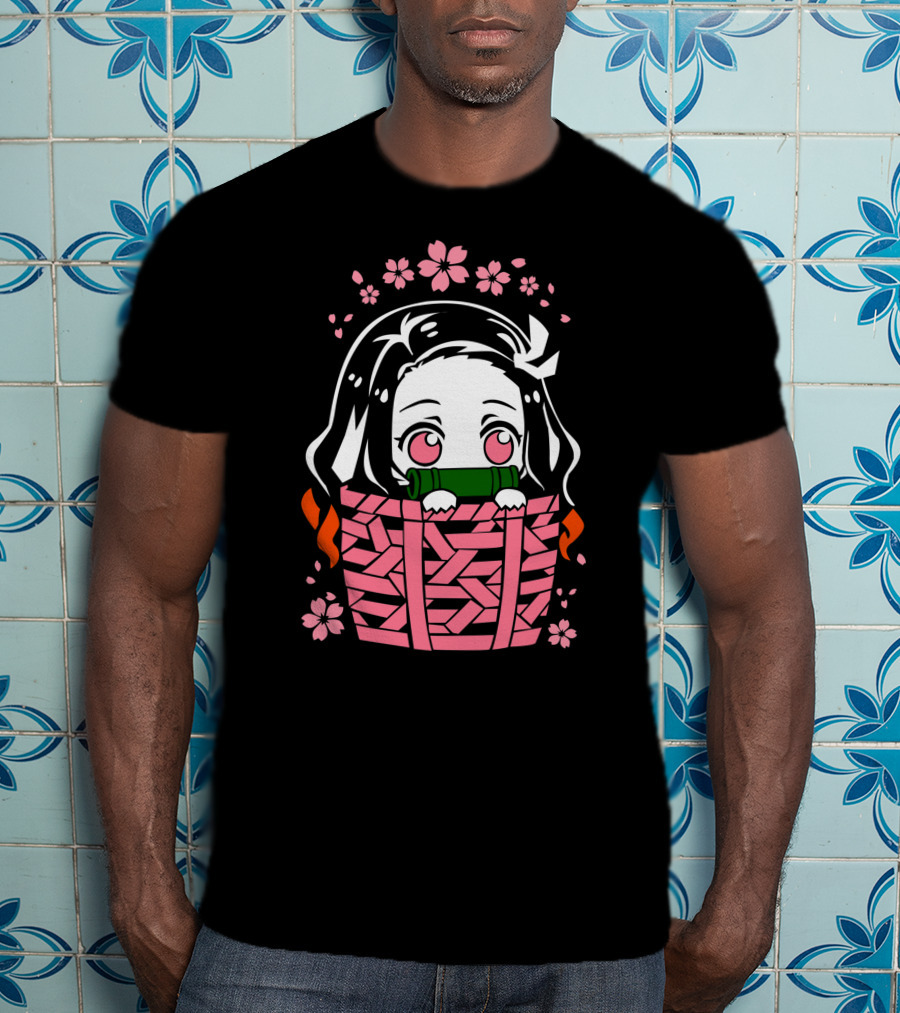 Nezuko Kamado Kimetsu No Yaiba Essentiel Cute Floral Basket T-Shirt