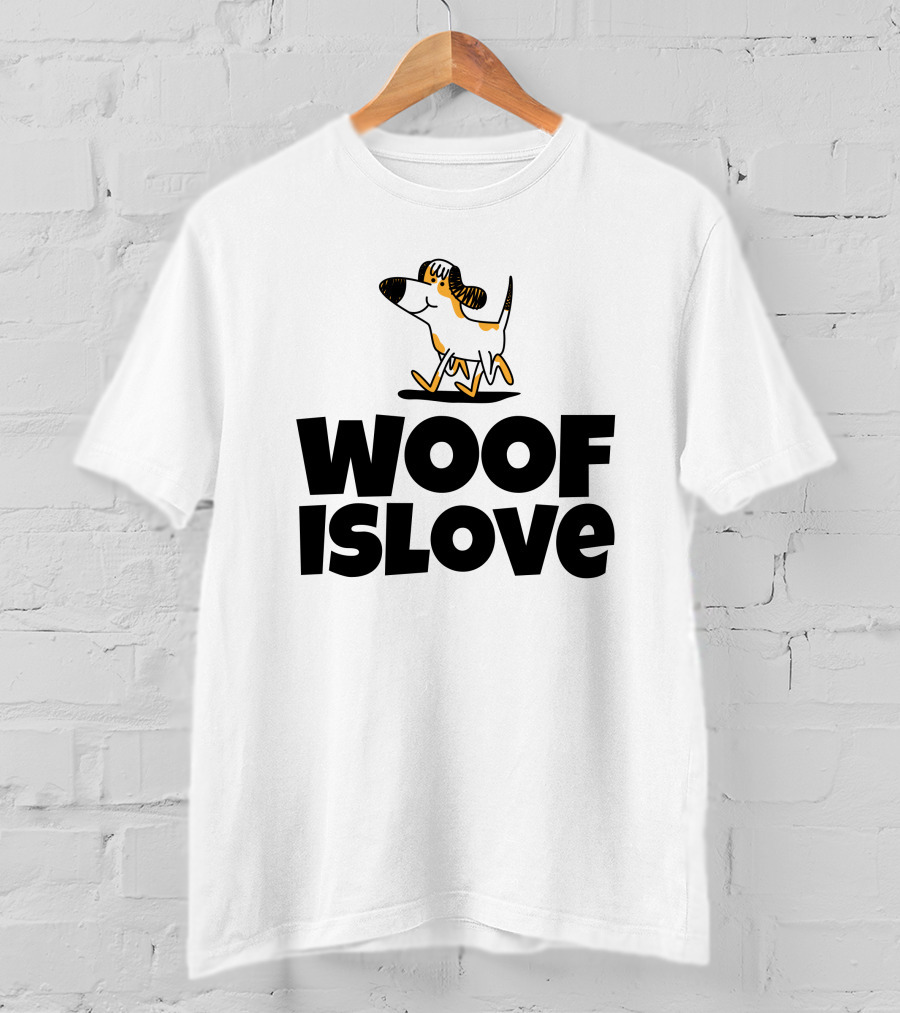 Woof Is Love With Dog Print Admirable Custom Printing T-Shirt