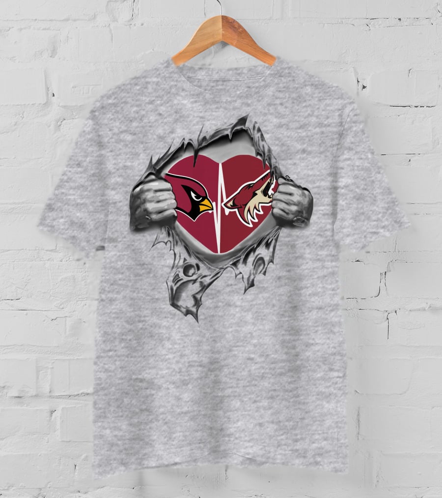 Arizona Cardinals Coyotes Heart Logo Burst T-Shirt
