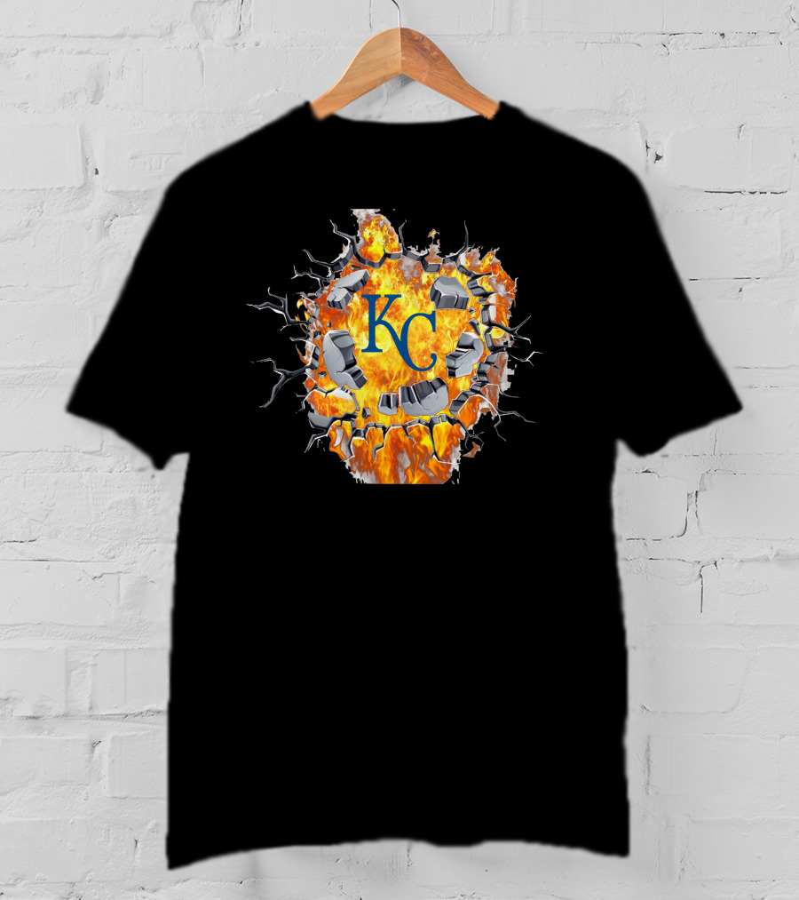 Kansas City Royals Kc Flaming Crackle T-Shirt