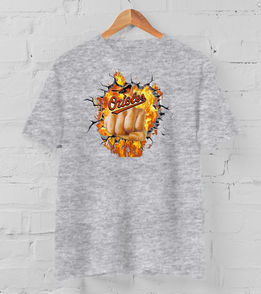 Orioles Fire And Steel Fist Burst T-Shirt