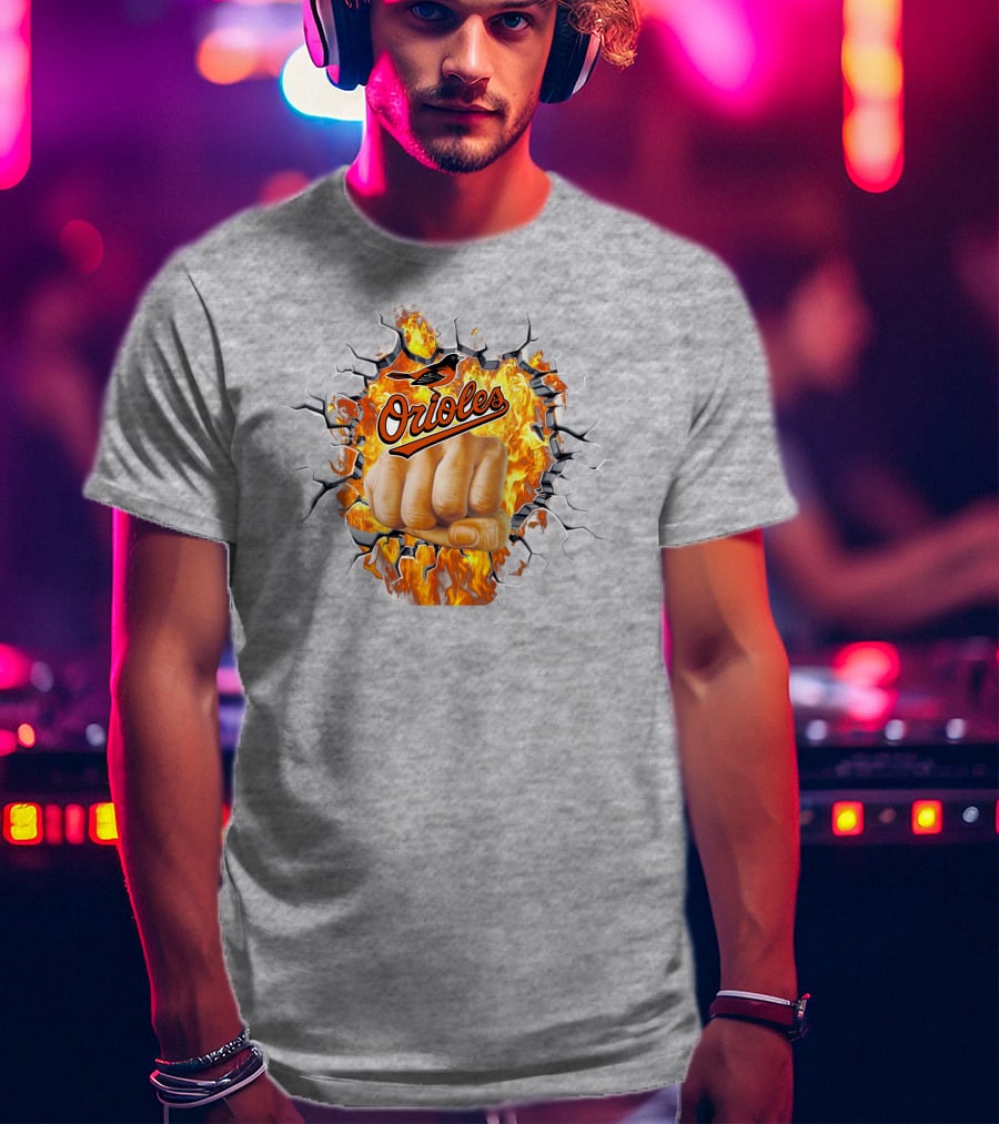 Orioles Fire And Steel Fist Burst T-Shirt