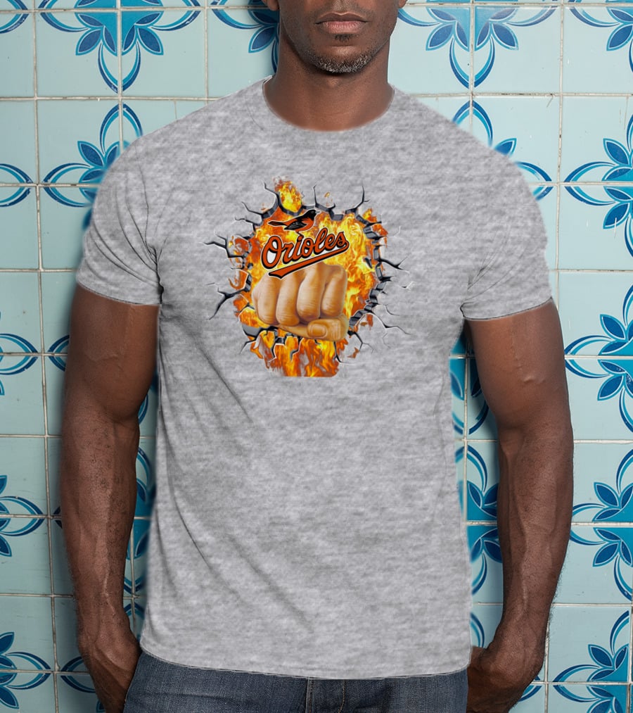 Orioles Fire And Steel Fist Burst T-Shirt