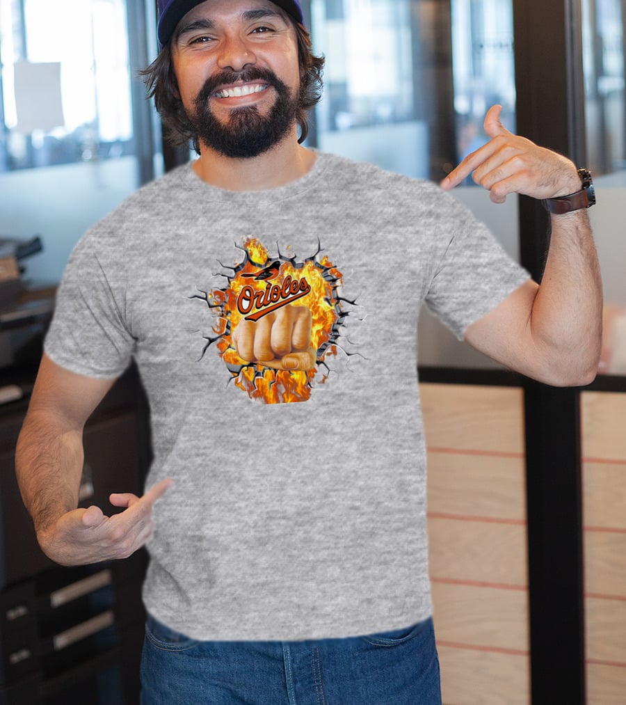 Orioles Fire And Steel Fist Burst T-Shirt