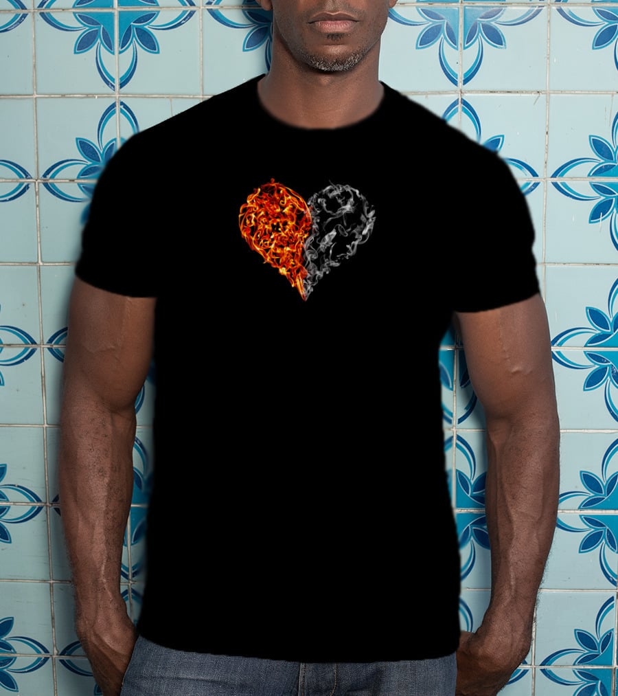 Fire And Smoke Heart Duality Elements T-Shirt