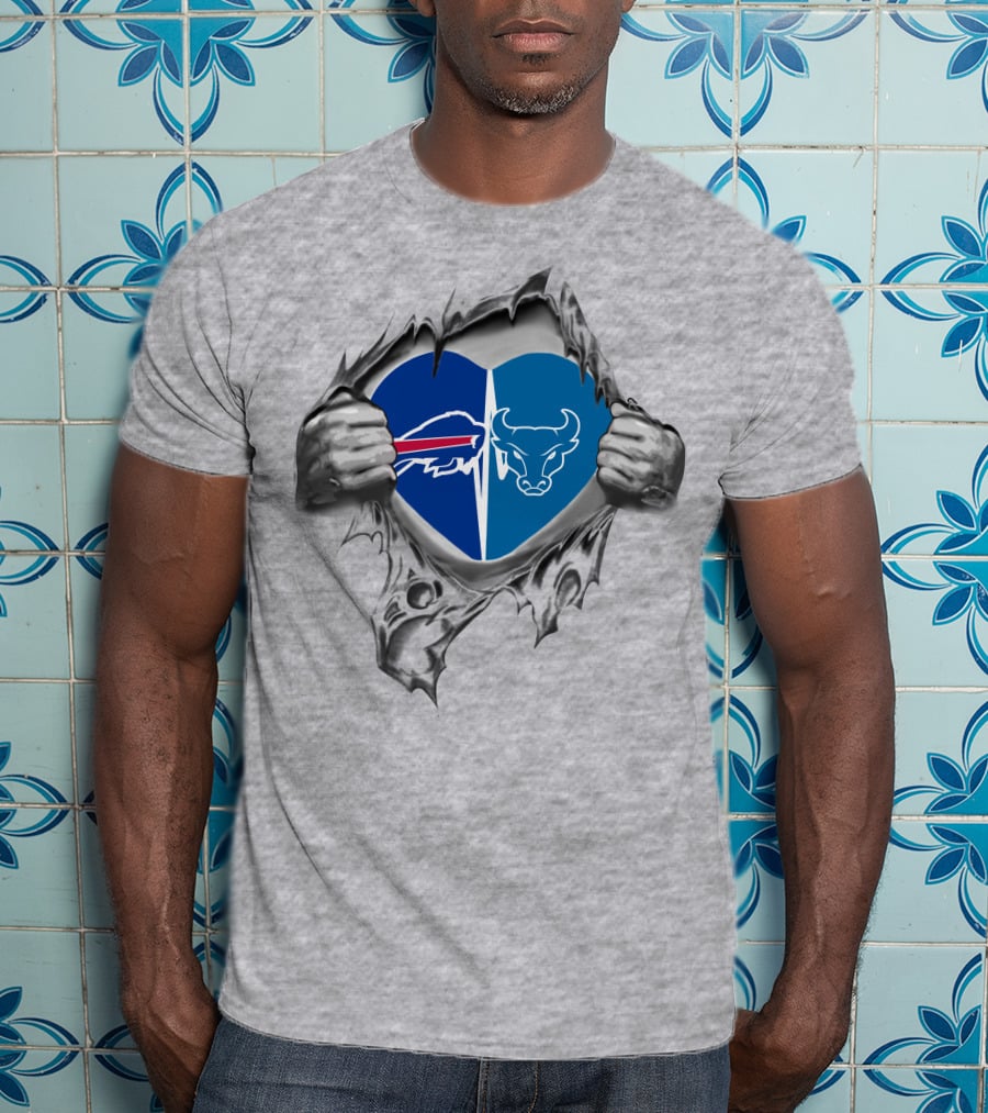 Buffalo Bills Buffalo Bulls Heart Symbol Fusion T-Shirt