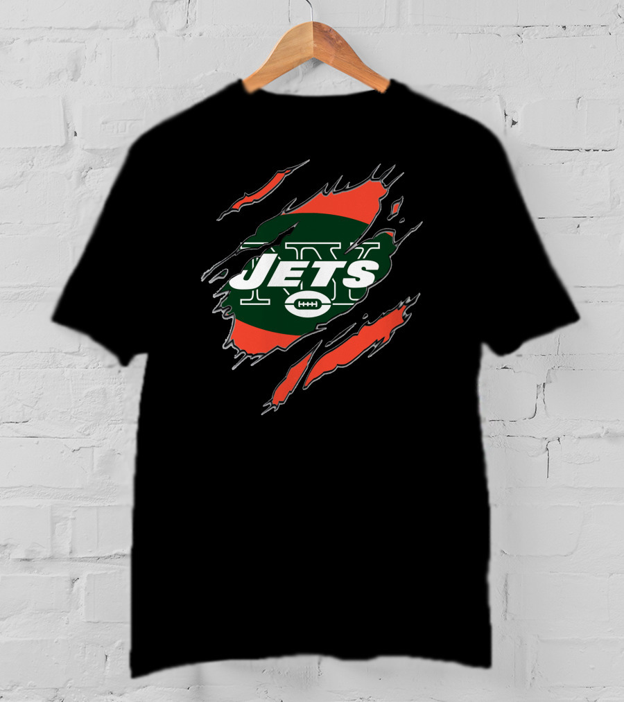New York Jets Claw Mark Logo With Green And Red Oval T-Shirt