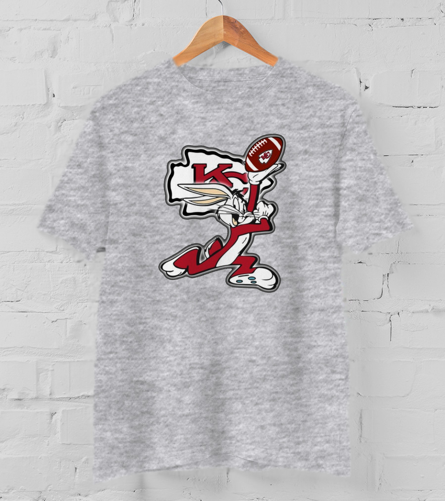 Kansas City Chiefs Bunny Holding Football With Kc T-Shirt